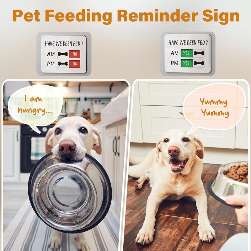 Abudada Dog Feeding Reminder - Dog Feeding Chart with Have We Been Fed AM/PM Tracker, Magnets Fed Sign with Pet Tracker for Fridge, Prevent Overfeeding - Image 3